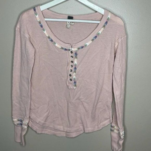 We the Free Pink Waffle‎ Knit Top